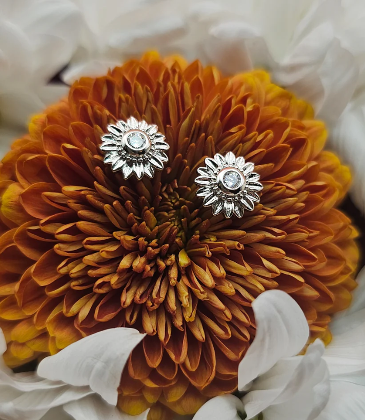 Genuine Crystal Sunflower Earrings