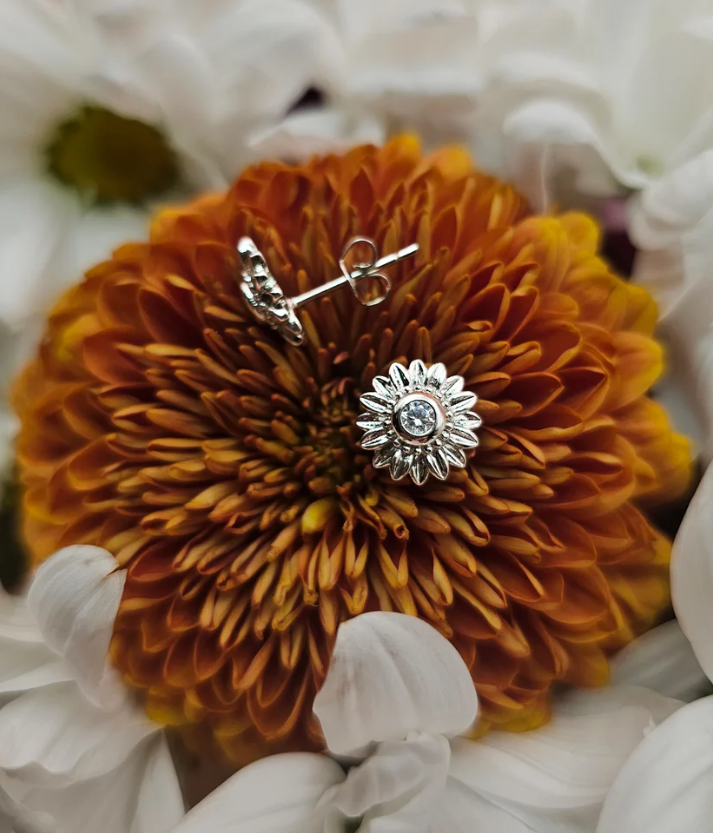 Genuine Crystal Sunflower Earrings