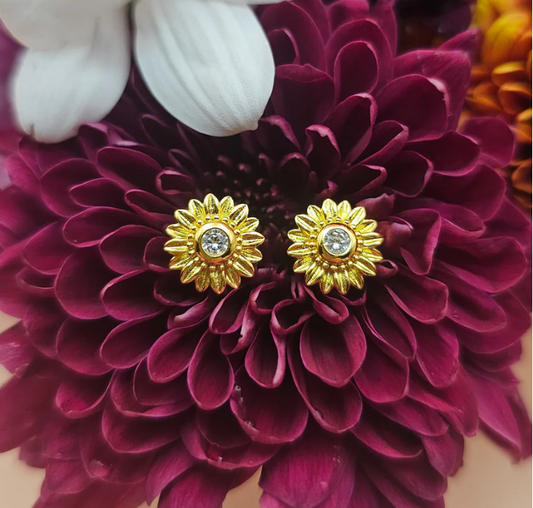 Genuine Crystal Sunflower Earrings