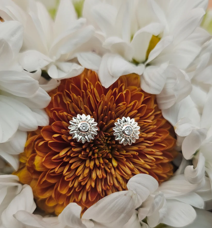 Genuine Crystal Sunflower Earrings