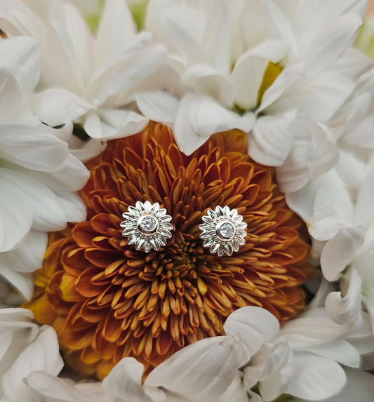 Genuine Crystal Sunflower Earrings